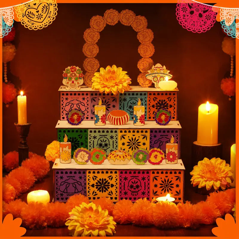 Wooden Día de los Muertos Celebration Altar Set