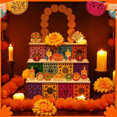 Wooden Día de los Muertos Celebration Altar Set